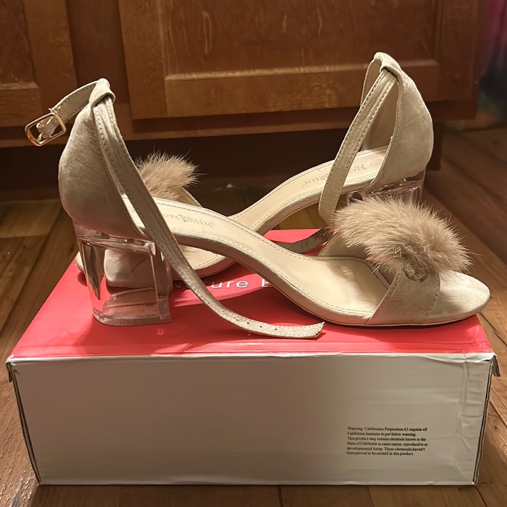 Beige Fur Shoe with See Though Heel